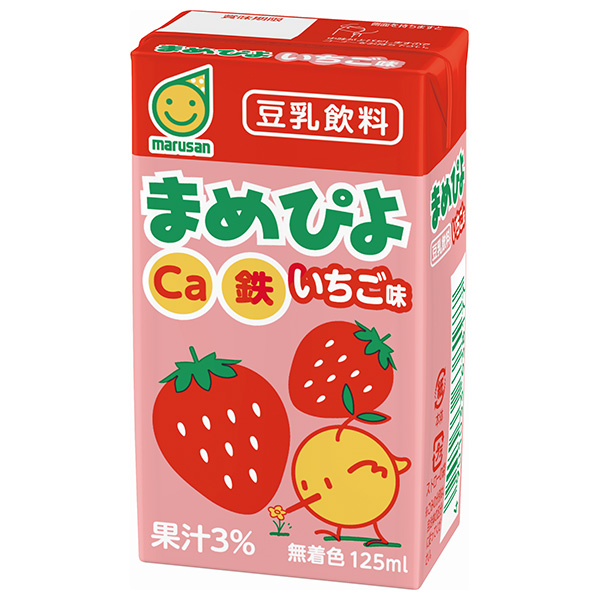 マルサンアイ まめぴよ いちご味 125ml紙パック×24本入|紙パック カルシウム 豆乳 豆乳飲料