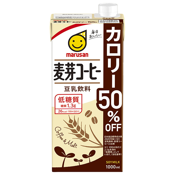 マルサンアイ 豆乳飲料 麦芽コーヒー カロリー50%オフ 1000ml紙パック×6本入|豆乳 豆乳飲料 カロリーオフ