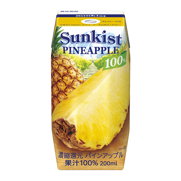 森永乳業 サンキスト 100%パインアップル(プリズマ容器) 200ml紙パック×24本入|100% 果汁 ジュース パイン パイナップル