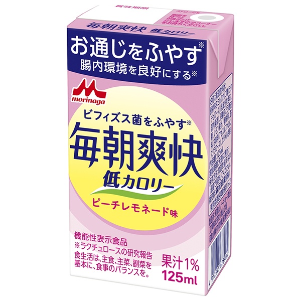 森永乳業 毎朝爽快 ピーチレモネード味【機能性表示食品】 125ml紙パック×24本入|機能性表示食品 ラクチュロース ビフィズス菌 低カロリー