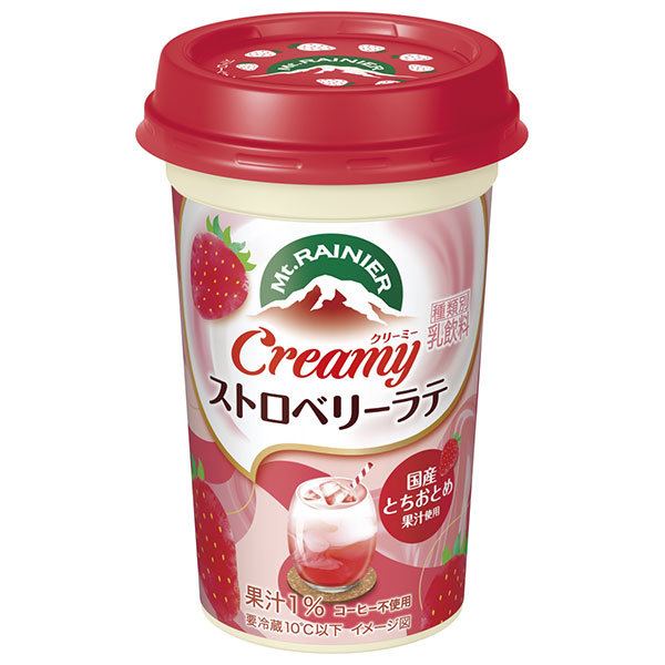 森永乳業 マウントレーニア クリーミーストロベリーラテ 240ml×10本入 チルド 冷蔵品|ストロベリー いちご 苺 ドリンク ラテ とちおとめ コーヒー不使用