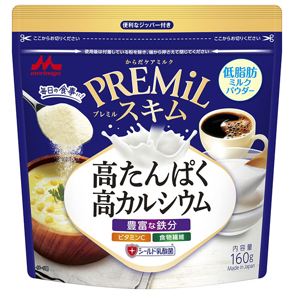 森永乳業 PREMiL スキム 160g×12袋入|栄養 ビタミン カルシウム クリーム 脱脂粉乳