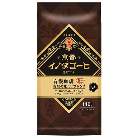 キーコーヒー 京都イノダコーヒ 有機珈琲古都の味わいブレンド(豆) 140g×6袋入|レギュラー コーヒー 珈琲 ブレンド 豆 有機コーヒー