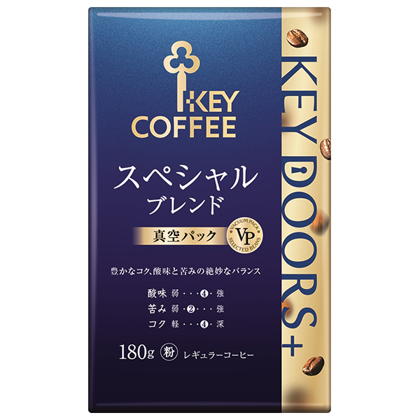 キーコーヒー VP(真空パック) KEY DOORS+ スペシャルブレンド(粉) 180g×6袋入|レギュラーコーヒー 珈琲 ブレンドコーヒー