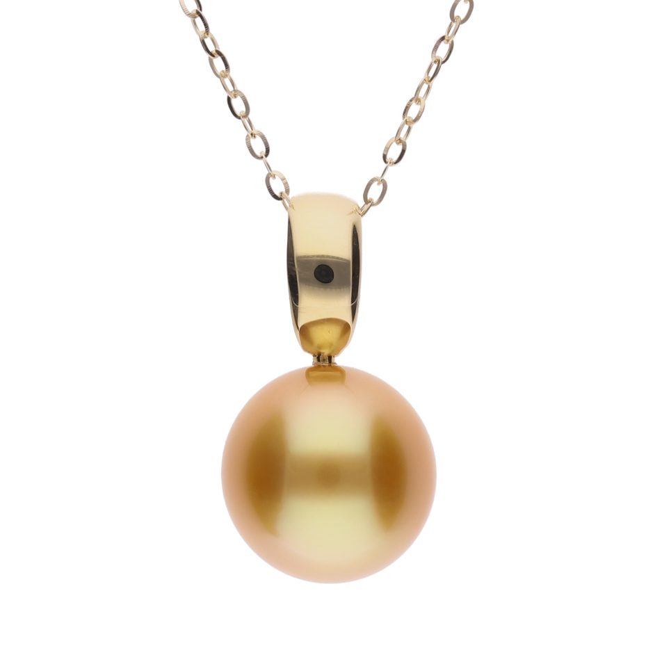 ERIS VELINA【響】ゴールデンパール（白蝶真珠・8mm・セミラウンド系）K18 イエローゴールド ペンダント ネックレス（トゥインクルチェーン・45cm・0.65mm）