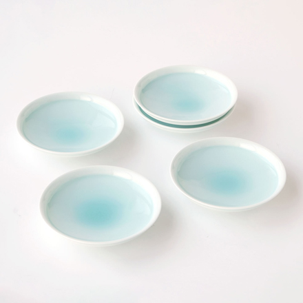 たち吉　月の雫　菓子皿〈5枚〉　5000086　青磁色