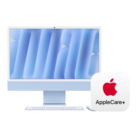 Apple 24インチiMac Retina 4.5Kディスプレイモデル: 10コアCPUと10コアGPUを搭載したApple M4チップ, 24GB, 512GB SSD - ブルー with AppleCare+