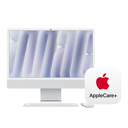 Apple 24インチiMac Retina 4.5Kディスプレイモデル, Nano-textureガラス: 10コアCPUと10コアGPUを搭載したApple M4チップ, 16GB, 256GB SSD - シルバー with AppleCare+