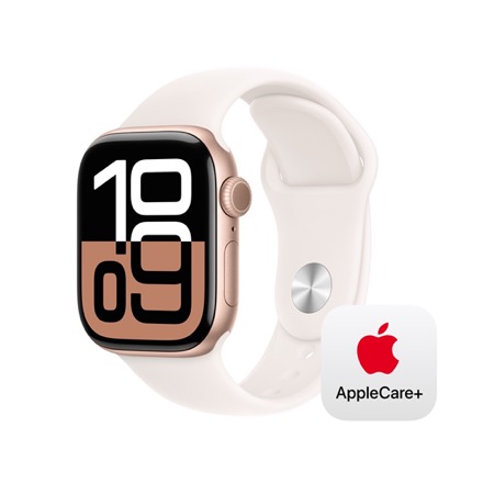 Apple Watch Series 10（GPSモデル）- 42mmローズゴールドアルミニウムケースとライトブラッシュスポーツバンド - S/M with AppleCare+