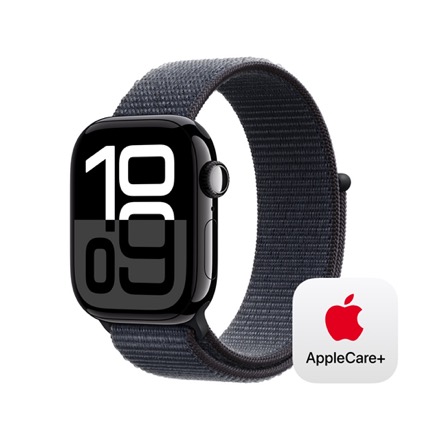 Apple Watch Series 10（GPS + Cellularモデル）- 42mmジェットブラックアルミニウムケースとインクスポーツループ with AppleCare+