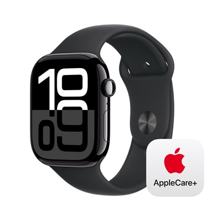 Apple Watch Series 10（GPS + Cellularモデル）- 46mmジェットブラックアルミニウムケースとブラックスポーツバンド - S/M with AppleCare+