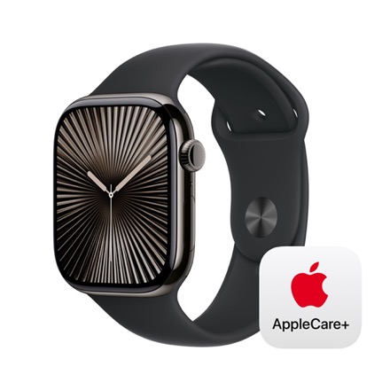 Apple Watch Series 10（GPS + Cellularモデル）- 46mmスレートチタニウムケースとブラックスポーツバンド - S/M with AppleCare+