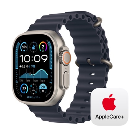 Apple Watch Ultra 2（GPS + Cellularモデル）- 49mmナチュラルチタニウムケースとネイビーオーシャンバンド with AppleCare+