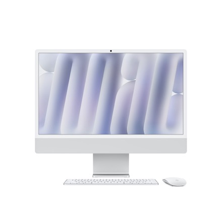 Apple 24インチiMac Retina 4.5Kディスプレイモデル, Nano-textureガラス: 10コアCPUと10コアGPUを搭載したApple M4チップ, 16GB, 256GB SSD - シルバー