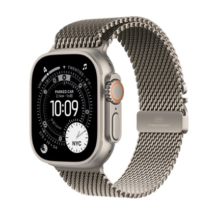 Apple Watch Ultra 3（GPS + Cellularモデル）- 49mmナチュラルチタニウムケースとナチュラルチタニウムミラネーゼループ - S