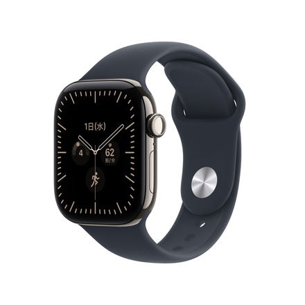 Apple Apple Watch Series 12（GPS + Cellularモデル）- 42mmナチュラルチタニウムケースとネイビーブルースポーツバンド - S/M