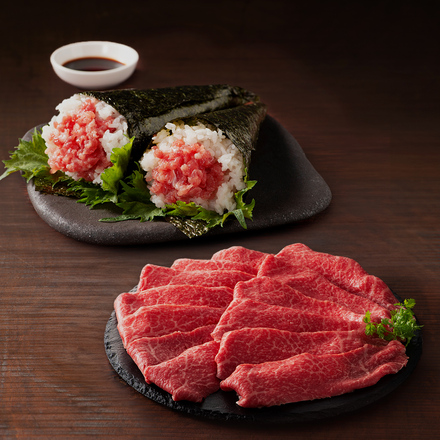 ふじ馬刺し ネギトロ＋藤彩牛 モモ 焼肉用 200g