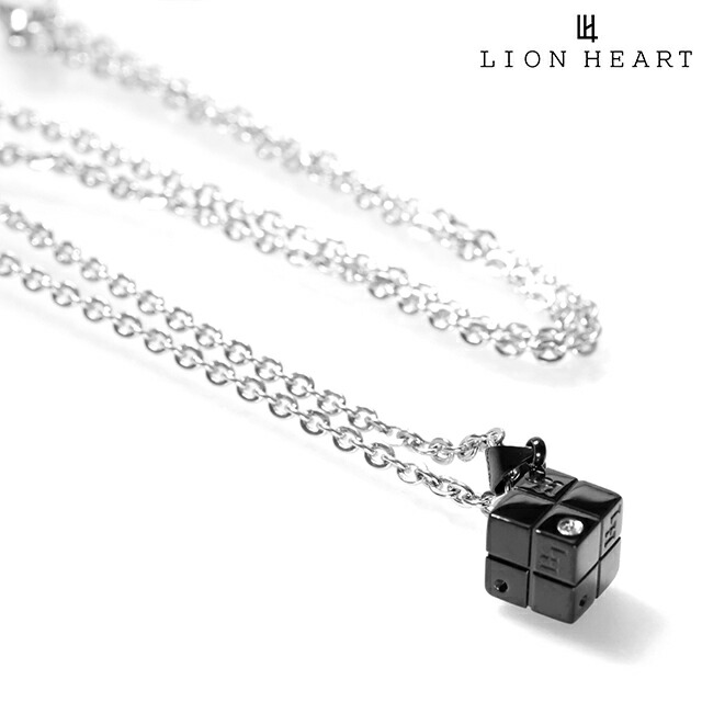 ライオンハート ネックレス メンズ ブランド LION HEART キュービック 04N136SM ブラック シルバー アクセサリー