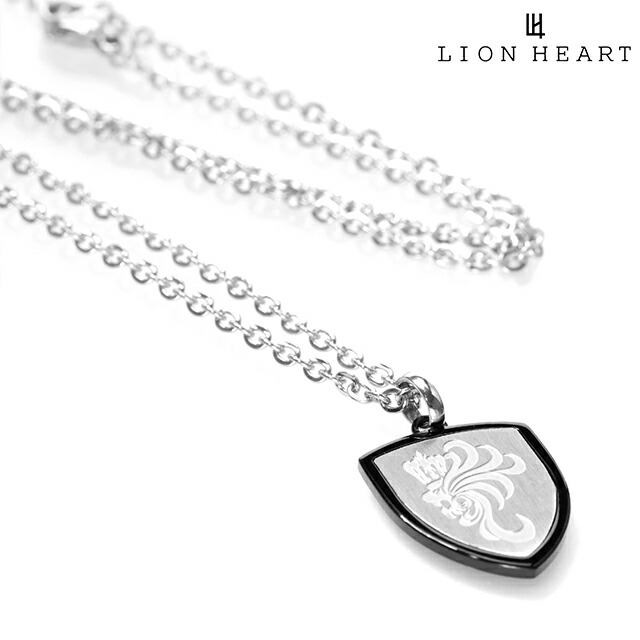 ライオンハート ネックレス メンズ ブランド LION HEART 動物 04N151SM シルバー ブラック アクセサリー