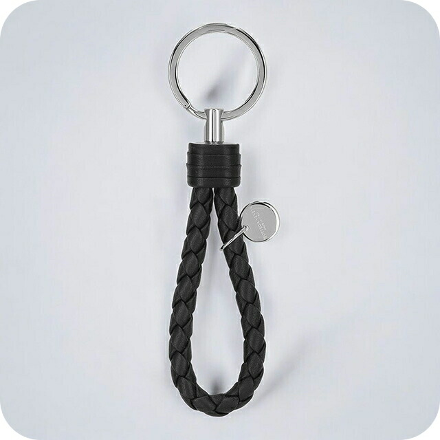 ボッテガ・ヴェネタ キーホルダー キーリング メンズ レディース BOTTEGA VENETA イントレチャート 113539 V3UN1 1189 ブラック バッグチャーム ブランド 高級 おしゃれ プレゼント 実用的