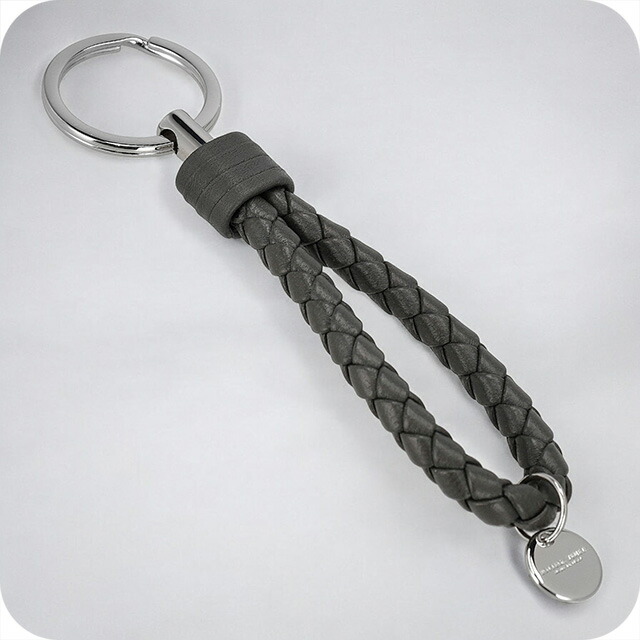 ボッテガ・ヴェネタ キーリング メンズ レディース ブランド BOTTEGA VENETA イントレチャート レザー 113539-V3UN1 グレー 高級 おしゃれ プレゼント 実用的