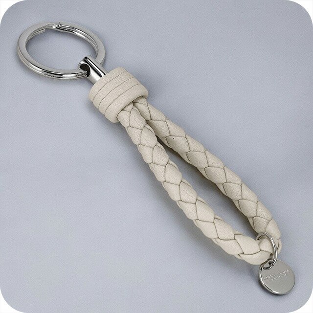 ボッテガ・ヴェネタ キーリング メンズ レディース ブランド BOTTEGA VENETA イントレチャート レザー 113539-V3UN1 ホワイト 高級 おしゃれ プレゼント 実用的