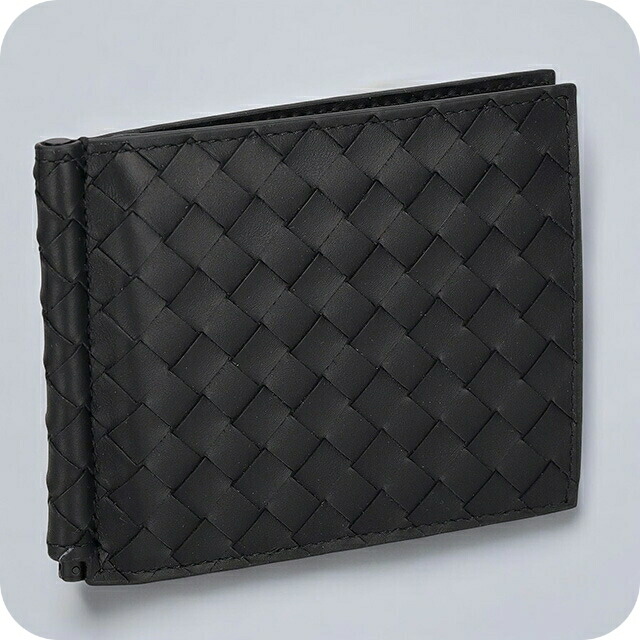 ボッテガ・ヴェネタ 二つ折り財布 メンズ BOTTEGA VENETA イントレチャート レザー 123180 V47W1 8966 ブラック ウォレット ブランド 高級 おしゃれ プレゼント 実用的
