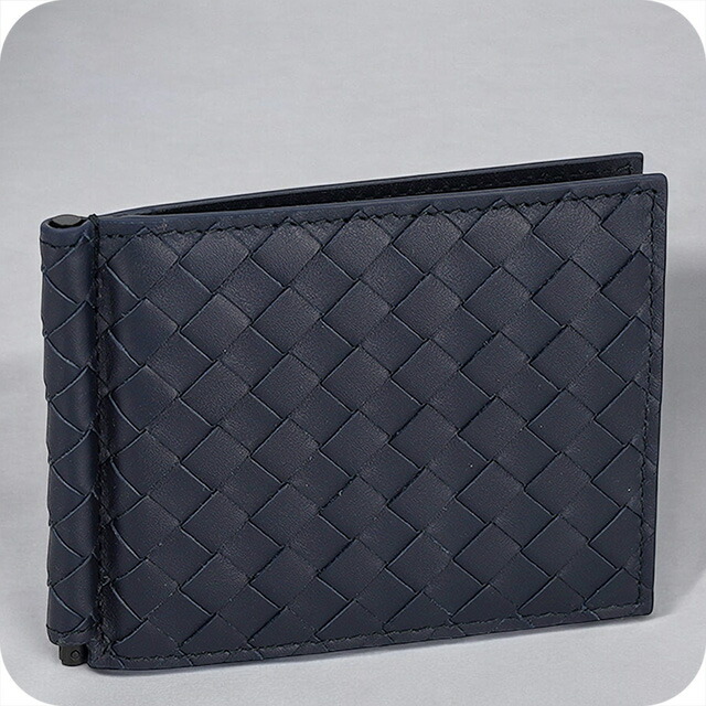 ボッテガ・ヴェネタ 二つ折り財布 メンズ ブランド BOTTEGA VENETA イントレチャート レザー 123180-V47W1 ネイビー ウォレット 高級 おしゃれ プレゼント 実用的