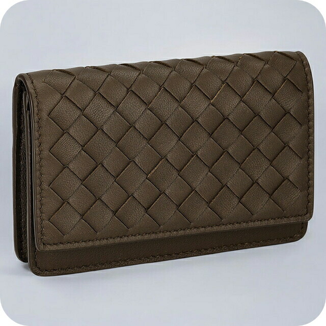 ボッテガ・ヴェネタ 名刺入れ メンズ レディース BOTTEGA VENETA イントレチャート レザー 133945 V3UN1 2017 ブラウン ブランド 高級 おしゃれ プレゼント 実用的