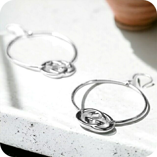 グッチ ピアス レディース ブランド GUCCI インターロッキングG スターリングシルバー フック 両耳用 223322 J8400 8106 シルバー アクセサリー