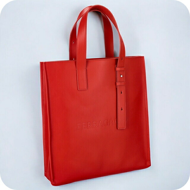 フェラガモ トートバッグ メンズ Ferragamo 241435CALF FLARD 769 592 レッド 軽量 手提げ ブランド 高級 おしゃれ プレゼント 男性 実用的 かっこいい