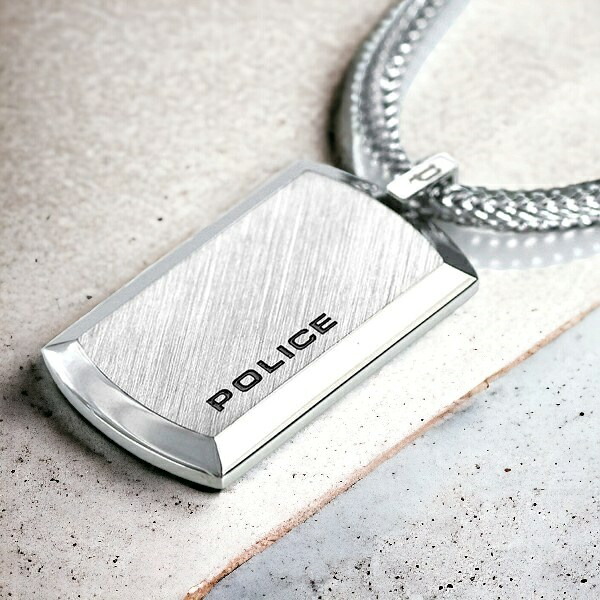 ポリス ネックレス ブランド POLICE チェーン プレート ペンダント シルバー ステンレス 名入れ可能 24920PSS-A メンズ 男性用 ギフト プレゼント 実用的