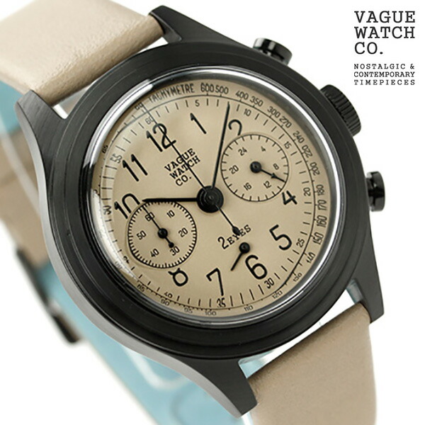ヴァーグウォッチ ツーアイズ 38mm クロノグラフ 2C-L-001 VAGUE WATCH Co. 腕時計 クオーツ ベージュ レザーベルト 時計 ブランド おしゃれ 防水 プレゼント 男性 実用的