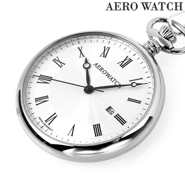 アエロウォッチ クオーツ 懐中時計 AEROWATCH 45828-PD01 ホワイト 白 スイス製 プレゼント ギフト