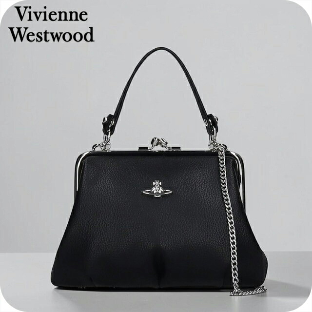 ヴィヴィアン ウエストウッド ハンドバッグ レディース ブランド Vivienne Westwood がま口 2WAY 4B010007W BLACK ビビアン 軽量 小さめ 手提げ 高級 おしゃれ プレゼント 女性 実用的 かわいい