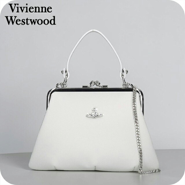 ヴィヴィアン ウエストウッド ハンドバッグ レディース ブランド Vivienne Westwood がま口 2WAY 4B010007W OFF-WHITE ビビアン 軽量 小さめ 手提げ 高級 おしゃれ プレゼント 女性 実用的 かわいい