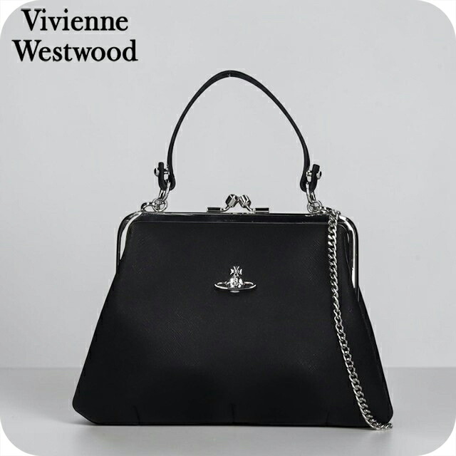 ヴィヴィアン ウエストウッド ハンドバッグ レディース ブランド Vivienne Westwood がま口 2WAY 4B010007W BLACK ビビアン 軽量 小さめ 手提げ 高級 おしゃれ プレゼント 女性 実用的 かわいい