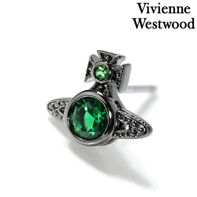ヴィヴィアン ウエストウッド ピアス メンズ レディース ブランド Vivienne Westwood ロンドンオーブシングルピアス スタッド 片耳用 62010239 02S139 ガンメタル グリーン アクセサリー ビビアン