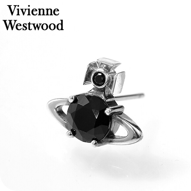 ヴィヴィアン ウエストウッド ピアス メンズ レディース Vivienne Westwood MAN レイナ REINA ロゴ スタッド 片耳用 6201032G 02Q140 ブラック シルバー アクセサリー ビビアン ジュエリー ブランド 高級 おしゃれ プレゼント 男性 実用的 かっこいい