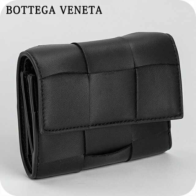 ボッテガ・ヴェネタ 三つ折り財布 三折財布 レディース ブランド BOTTEGA VENETA レザー Italy 651372-V3UO1 8425 ブラック