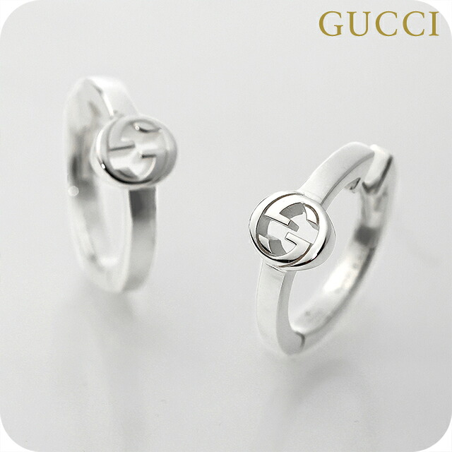 グッチ ピアス レディース ブランド GUCCI インターロッキング ロゴ フープ 両耳用 796323 J8400 8106 シルバー アクセサリー