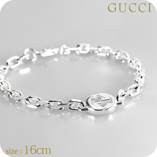 グッチ ブレスレット メンズ ブランド GUCCI インターロッキング チェーン 796351-J8400-8106-16 シルバー アクセサリー