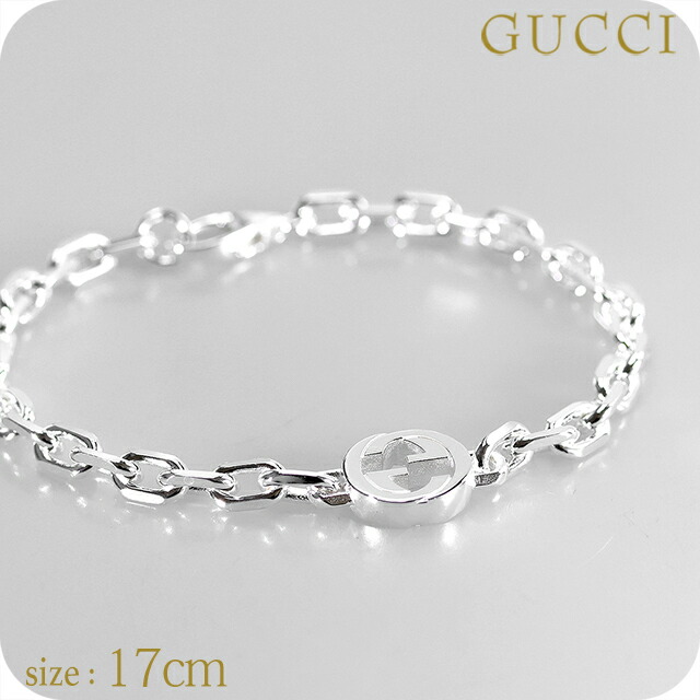 グッチ ブレスレット メンズ ブランド GUCCI インターロッキング チェーン 796351-J8400-8106-17 シルバー アクセサリー