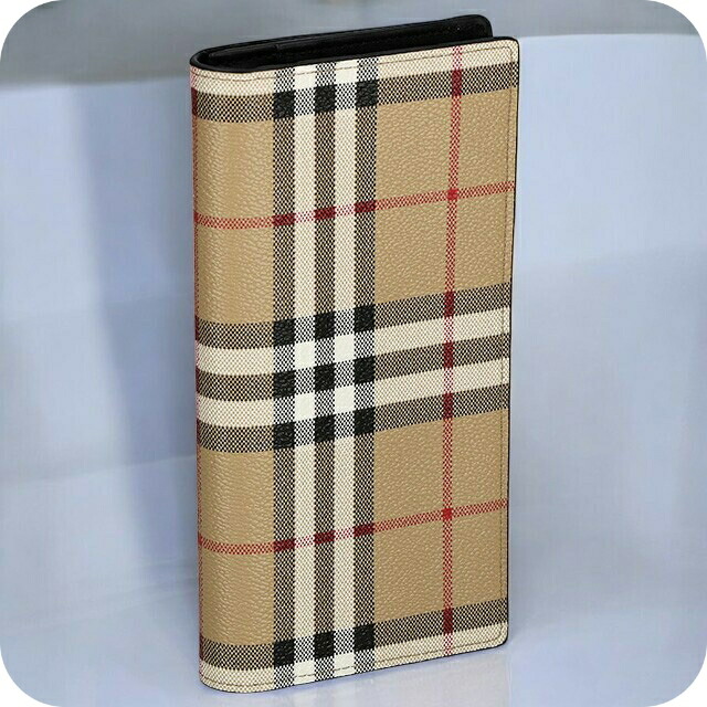 バ－バリ－ 長財布 メンズ BURBERRY チェック 8069819 ベージュ ブラック ウォレット ブランド 高級 おしゃれ プレゼント 実用的