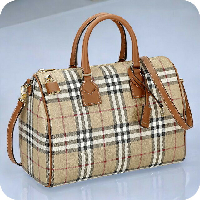 バ－バリ－ ハンドバッグ レディース BURBERRY チェック 8071355 ベージュ 軽量 小さめ 手提げ ブランド 高級 おしゃれ プレゼント 女性 実用的 かわいい