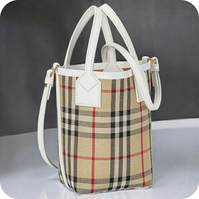 バ－バリ－ ハンドバッグ レディース BURBERRY チェック 8072348 ベージュ 軽量 小さめ 手提げ ブランド 高級 おしゃれ プレゼント 女性 実用的 かわいい