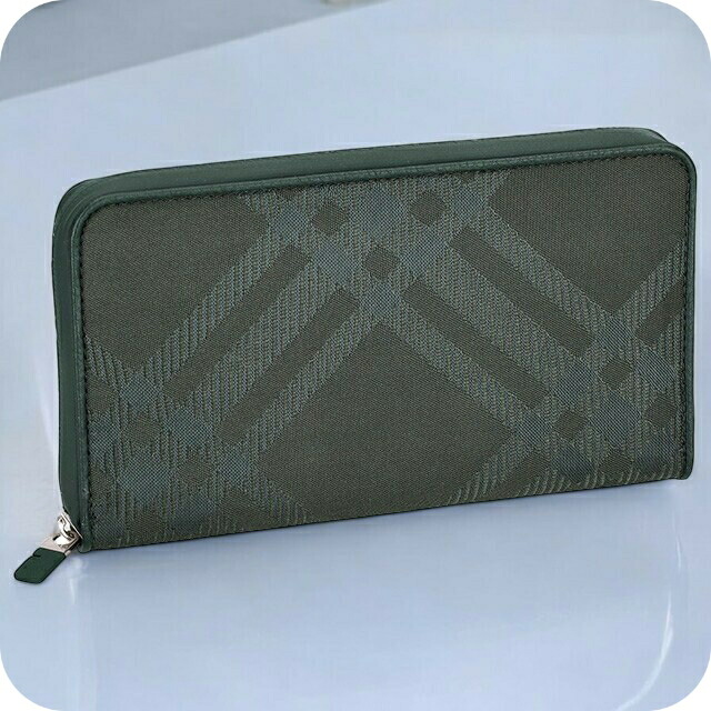 バ－バリ－ 長財布 メンズ BURBERRY チェック 8080738 グリーン ウォレット ブランド 高級 おしゃれ プレゼント 実用的