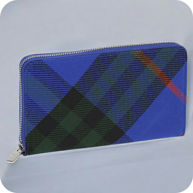 バ－バリ－ 長財布 メンズ BURBERRY チェック 8089609 ブルー ウォレット ブランド 高級 おしゃれ プレゼント 実用的