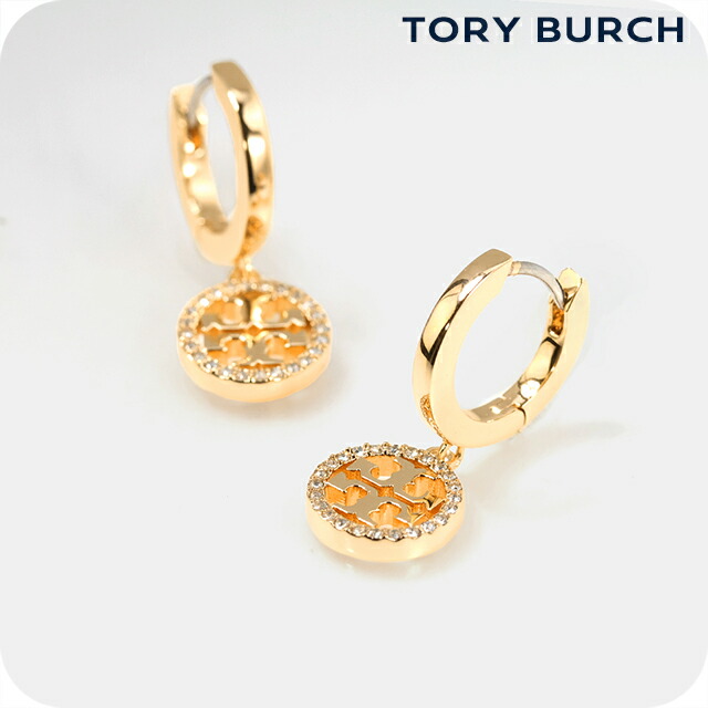 トリーバーチ ピアス レディース ブランド TORY BURCH MILLER PAVE HUGGIE HOOP EARRING フープ 両耳用 87041-783 Tory Gold アクセサリー