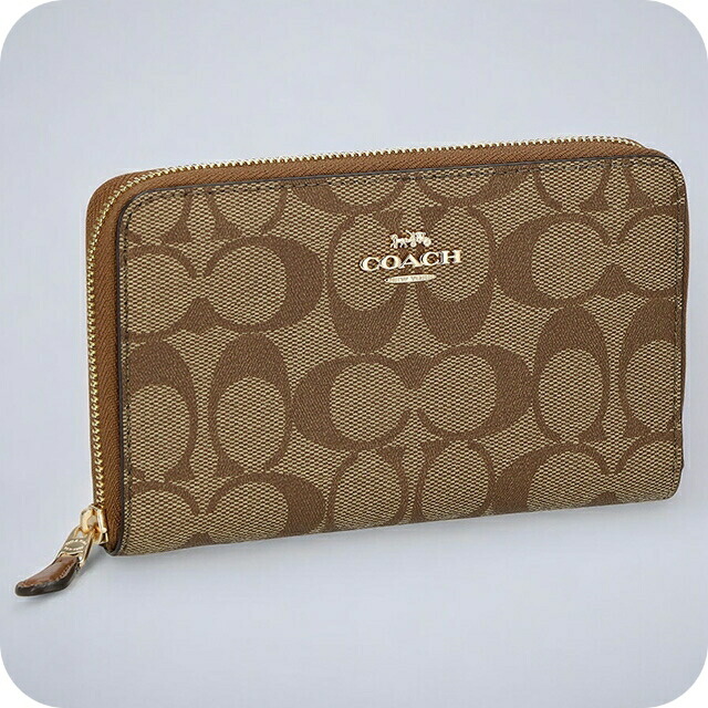 コーチ 二つ折り財布 レディース ブランド COACH シグネチャー 88913 IME74 カーキベージュ/サドルブラウン ウォレット 高級 おしゃれ プレゼント 実用的